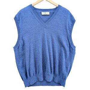 Vtg Fairway & Greene Sweater Vest Mens Blue Merino Wool V Neck Pullover Size XXL